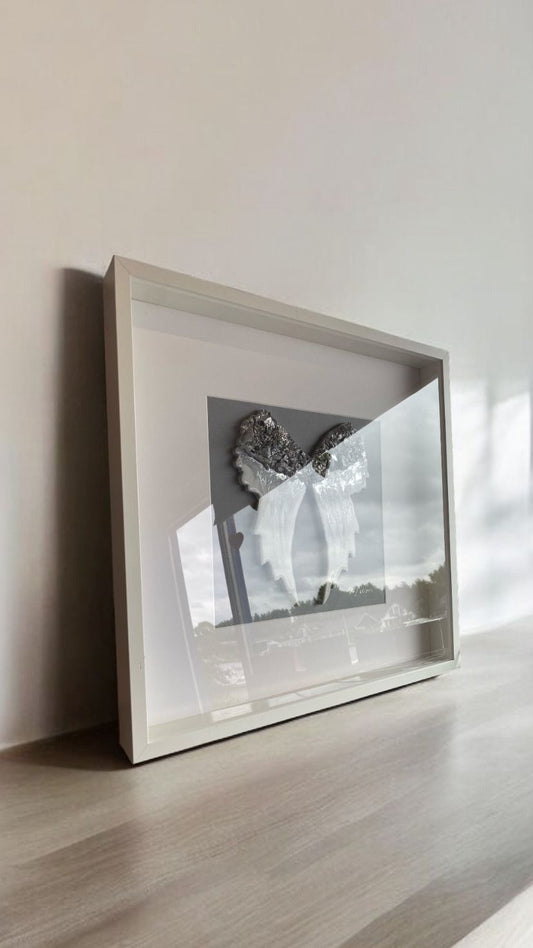 Framed Angel Wings with Ashes