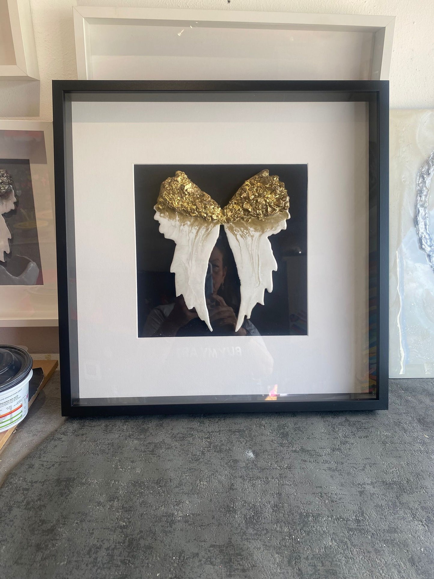 Framed Angel Wings with Ashes