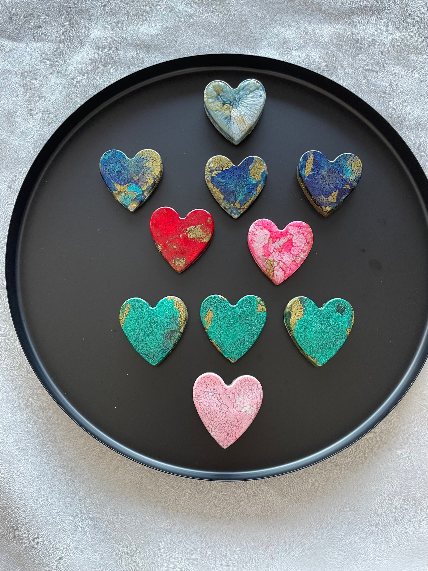 Palm hearts containing ashes.