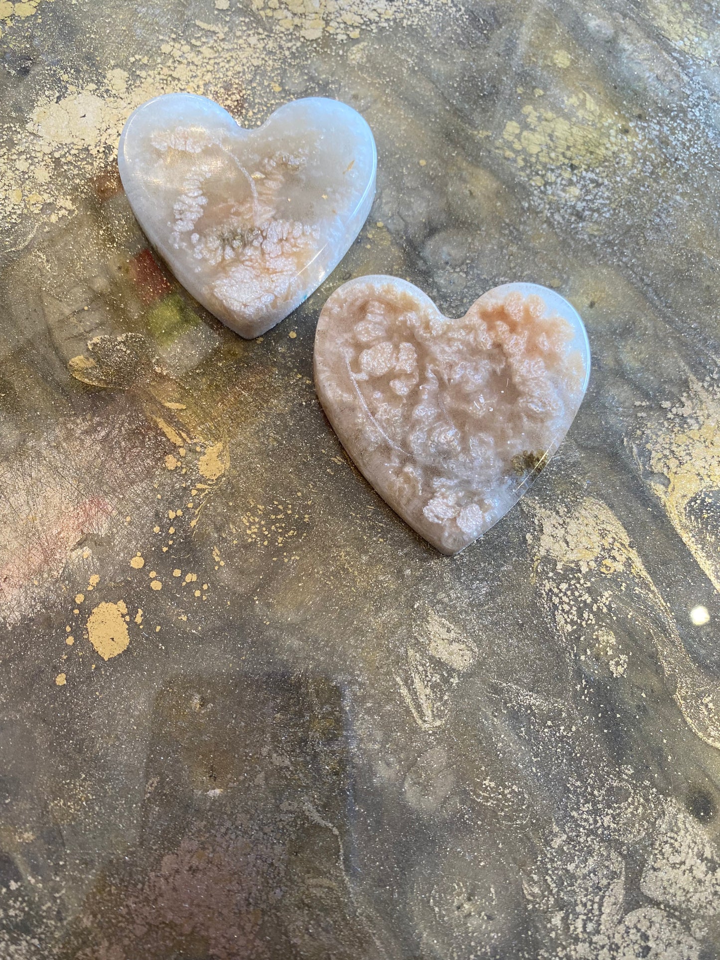 Palm Hearts containing ashes.