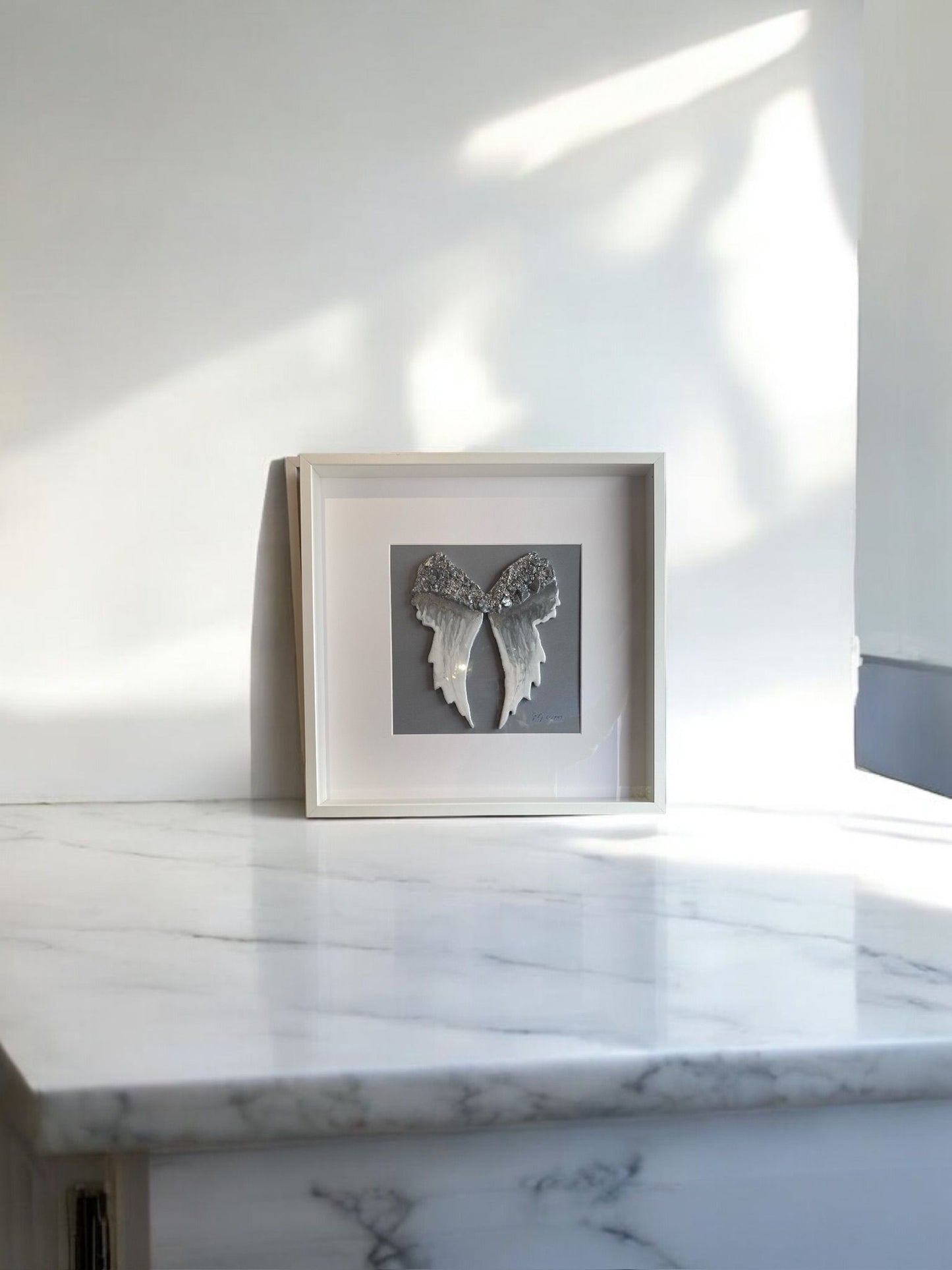 Framed Angel Wings with Ashes